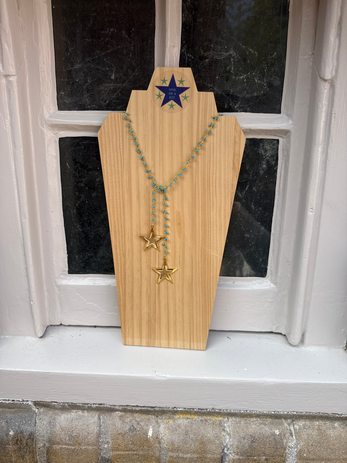 Turquoise star scarf necklace