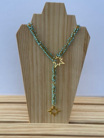 Chunky turquoise star lasso necklace