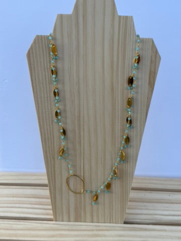 Aqua loop long necklace