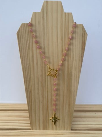 PInk north star lasso necklace