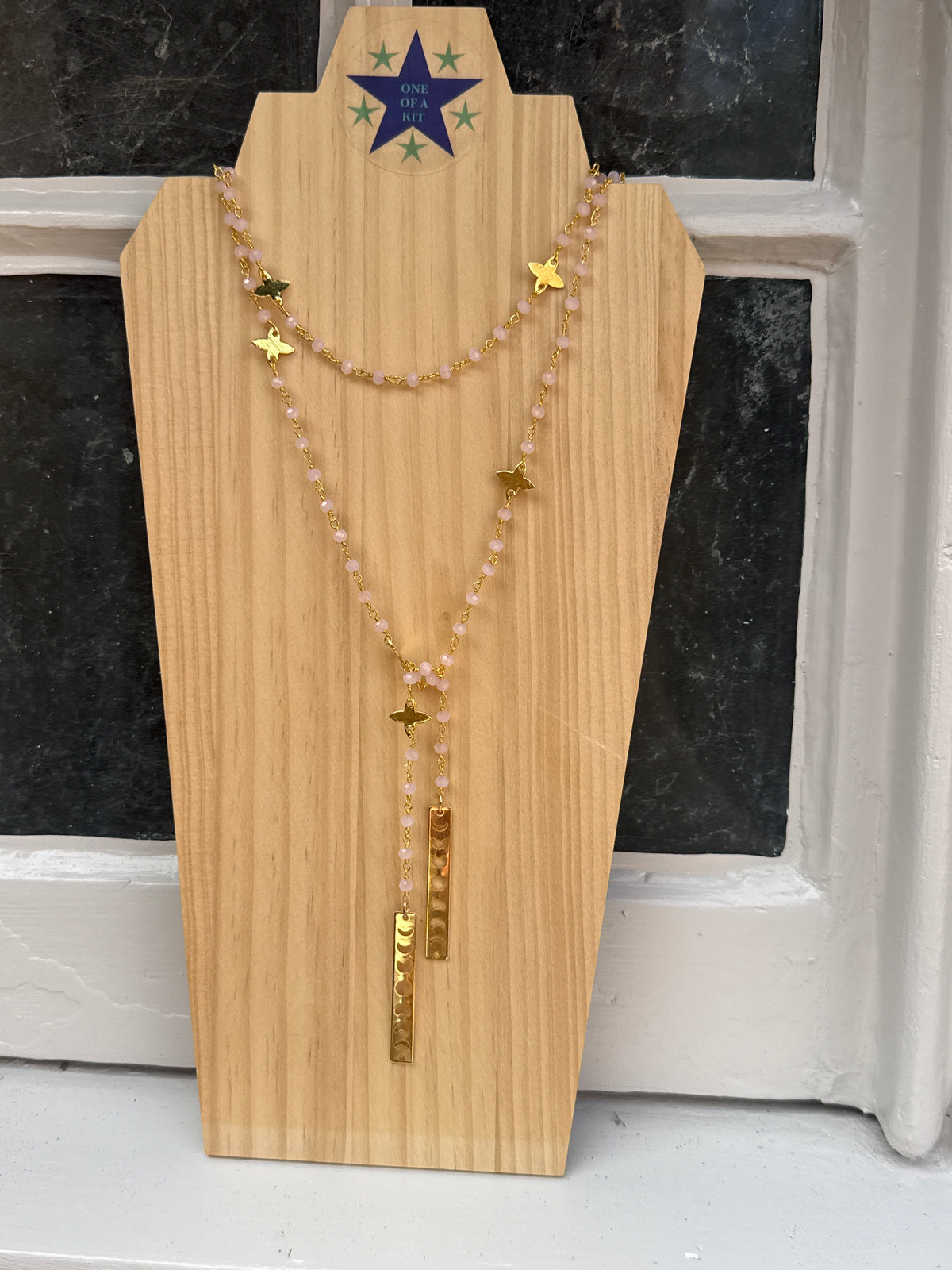 Pink double wrap scarf style necklace