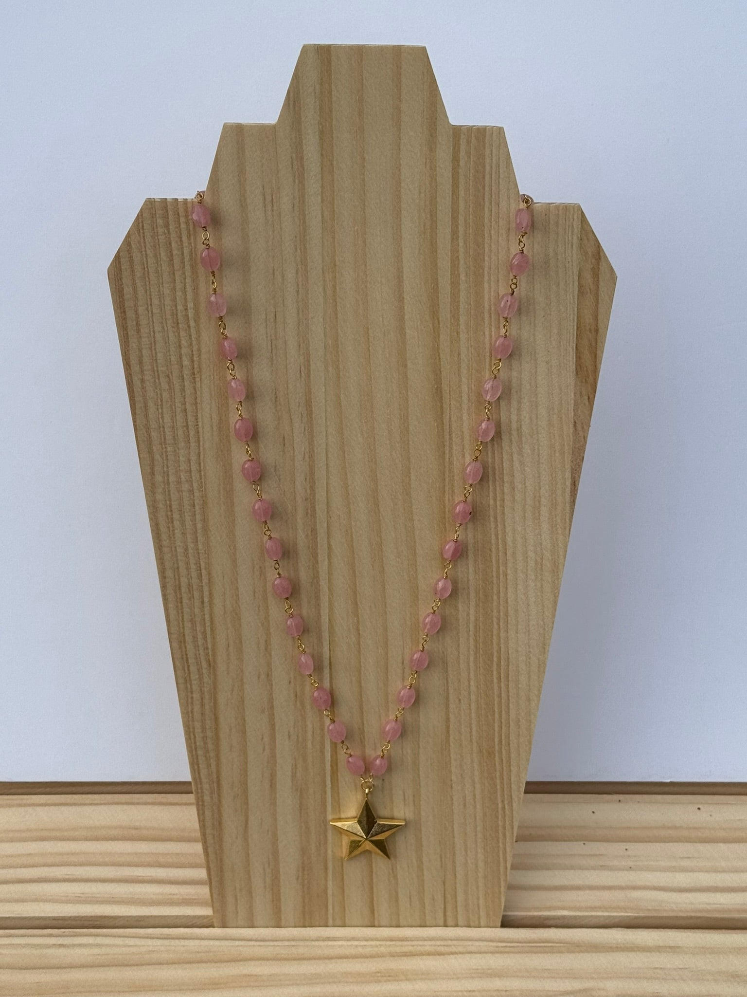 Pink long star necklace
