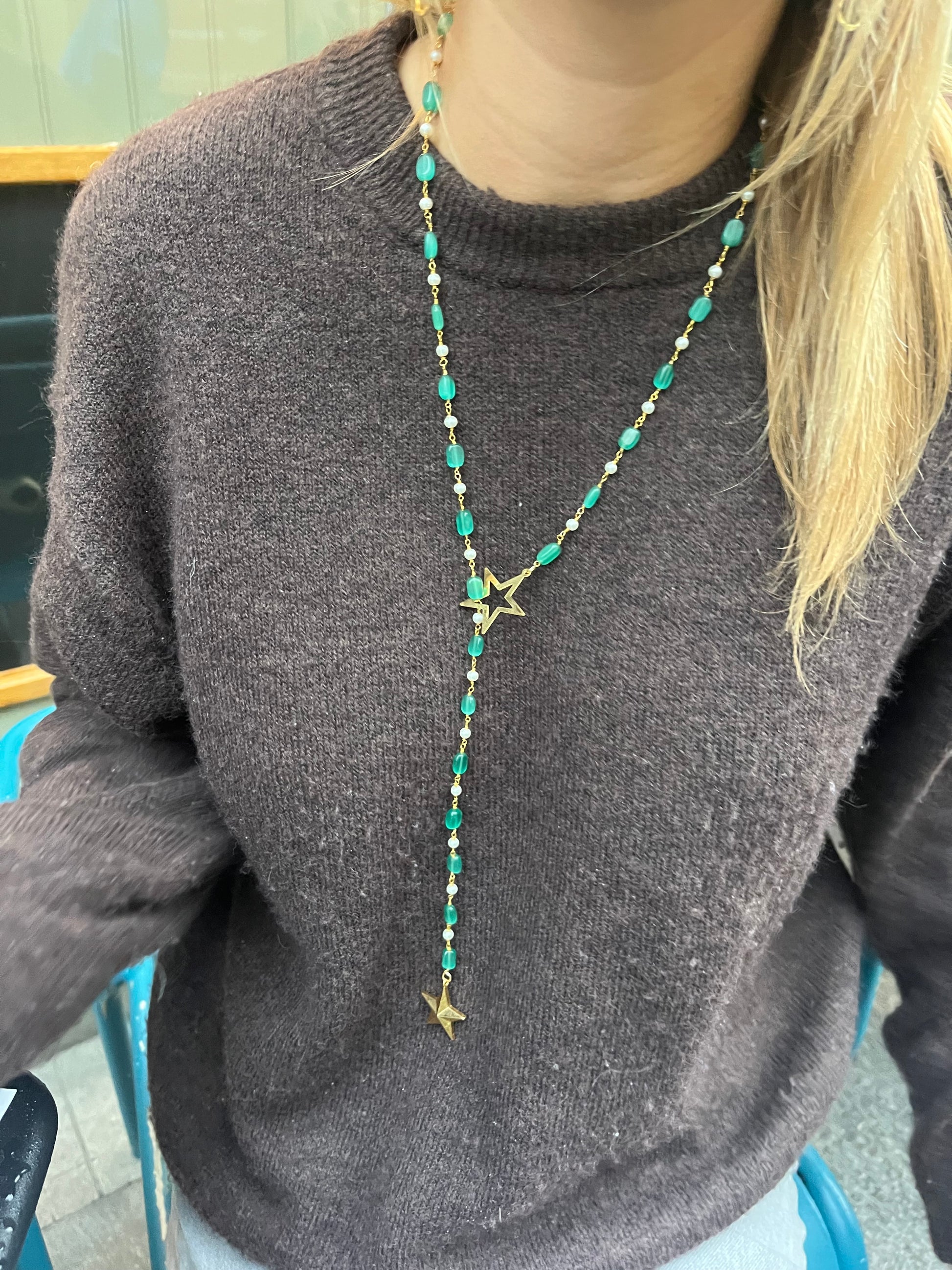 Green and pearl star lasso