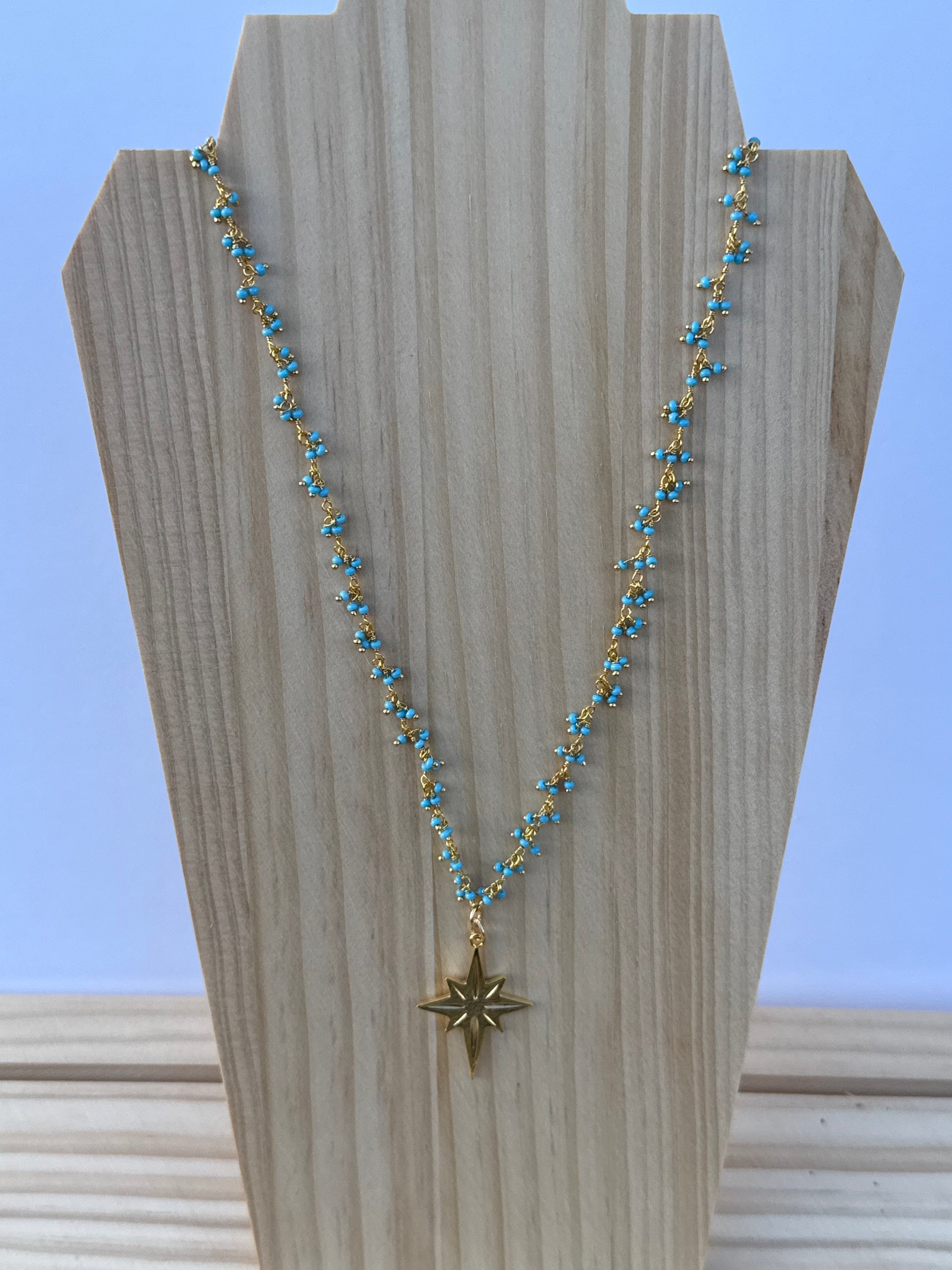 Long turquoise north star necklace