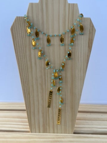 Aqua scarf style necklace