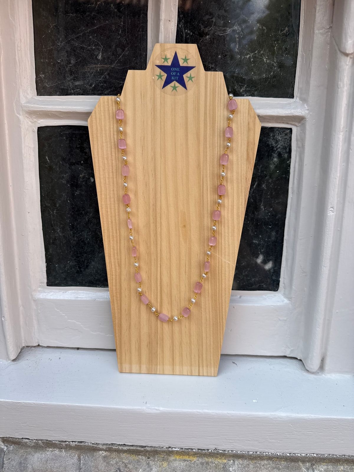 Pink and pearl long stacker