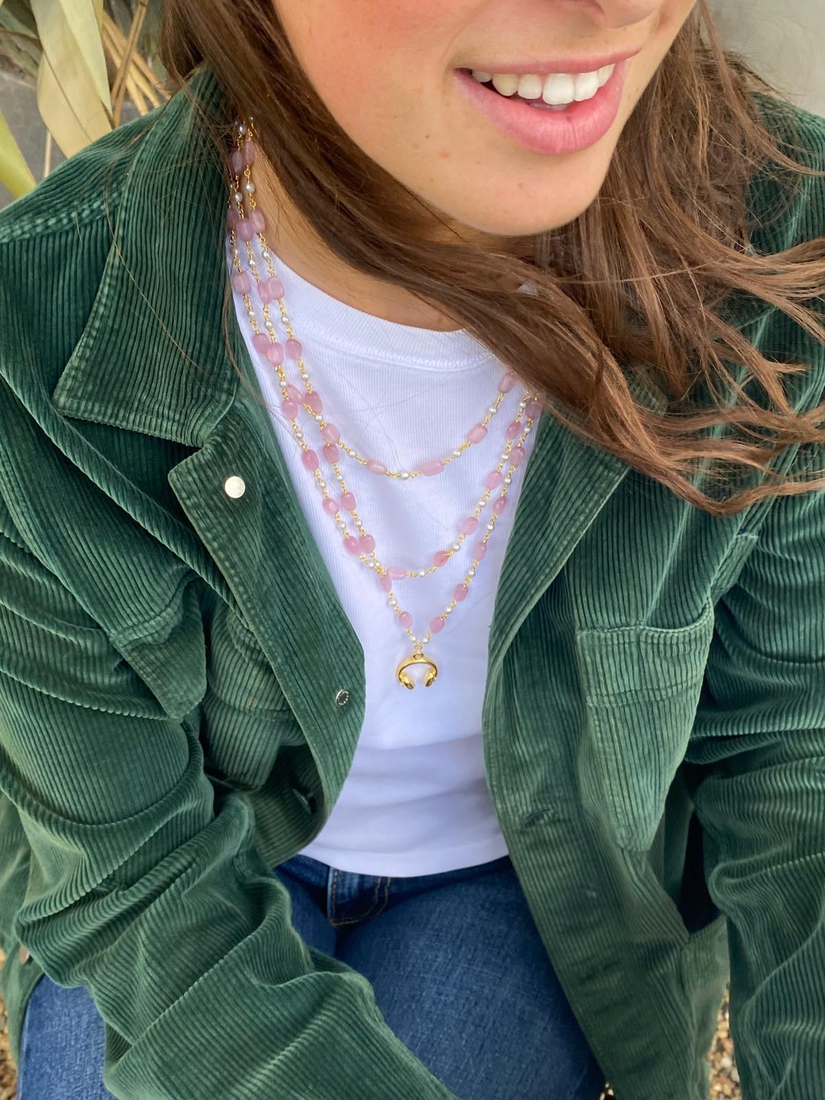 Double layer pink and pearl stacker ⭐️