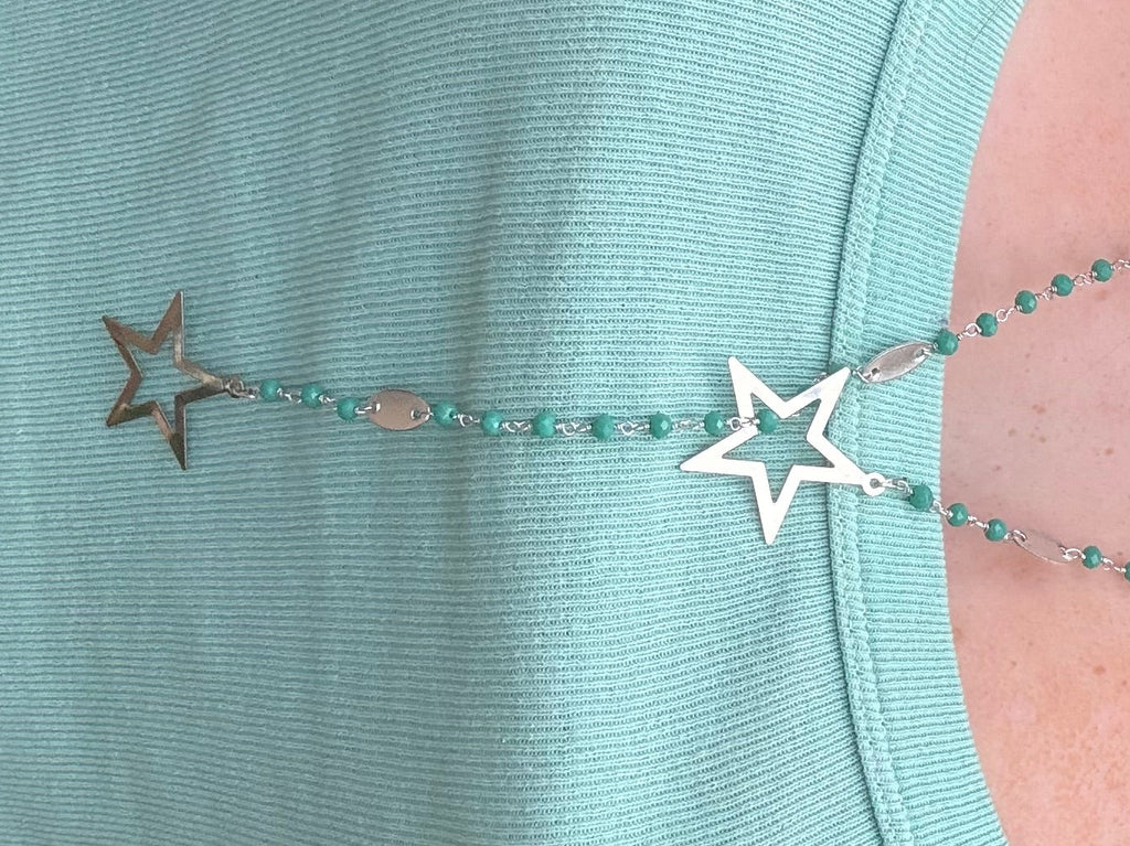 Silver and green star lasso