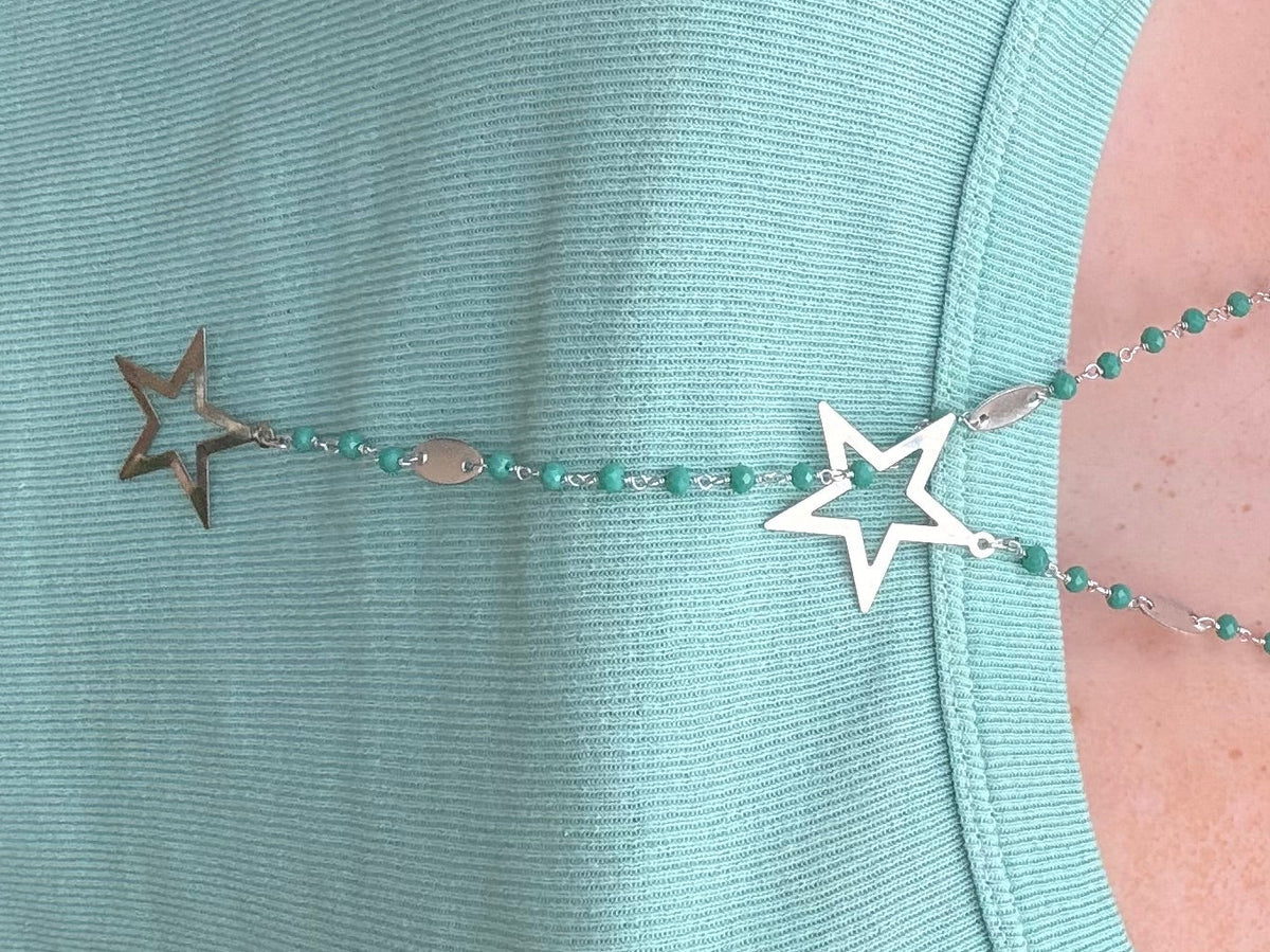 Silver and green star lasso