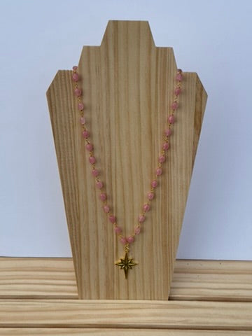 North star pink long necklace