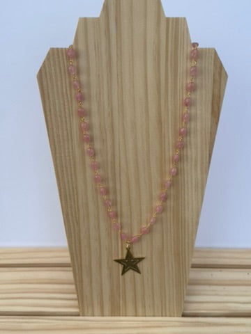 Long pink star necklace