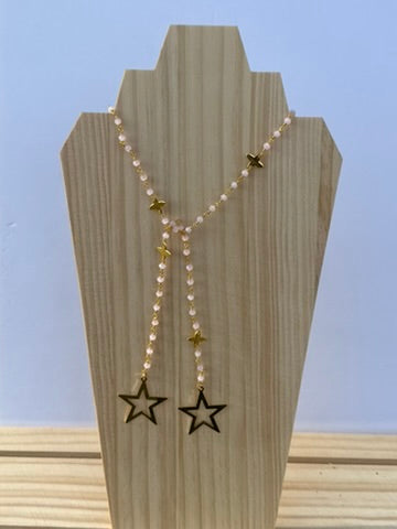 Pink star scarf style necklace